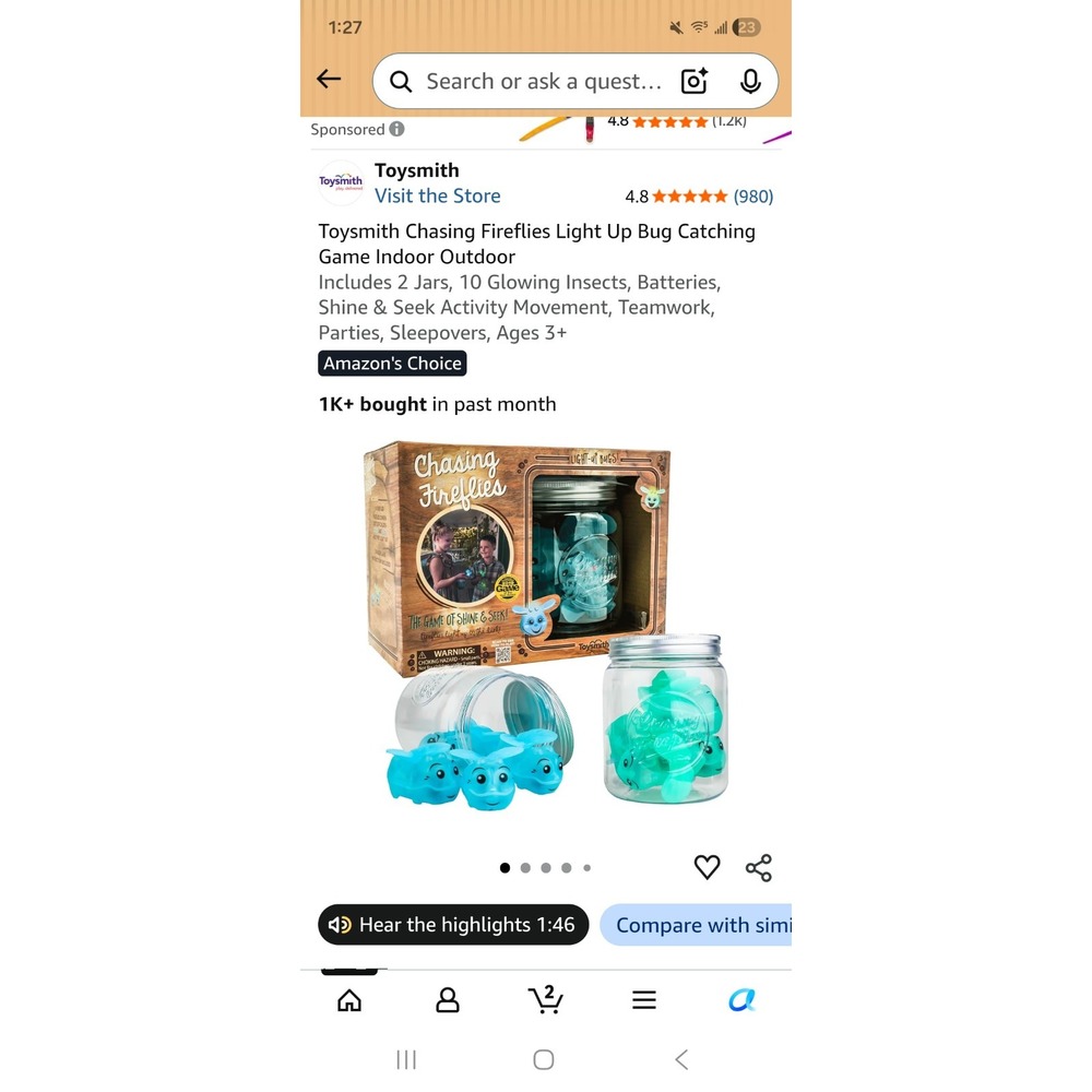 Toysmith Chasing Fireflies Light Up Bug Catching Game